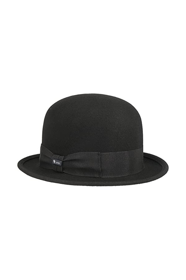 Lipodo Chapeau Melon en Feutre pour Enfant - Made in Italy de avec Ruban Gros Grain Printemps-été - 53 cm Noir