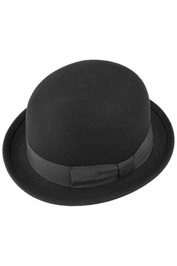 Lipodo Chapeau Melon en Feutre pour Enfant - Made in Italy de avec Ruban Gros Grain Printemps-été - 53 cm Noir