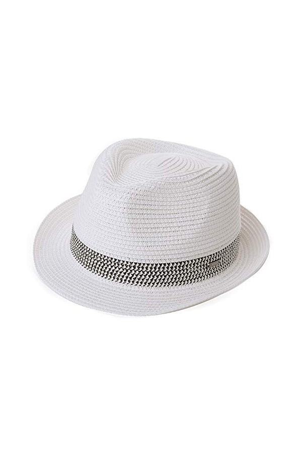 Comhats Chapeaux de Paille Fedora Trilby dété pour Homme Chapeau de Plage Safari – Pliable, Beige 16010 , M