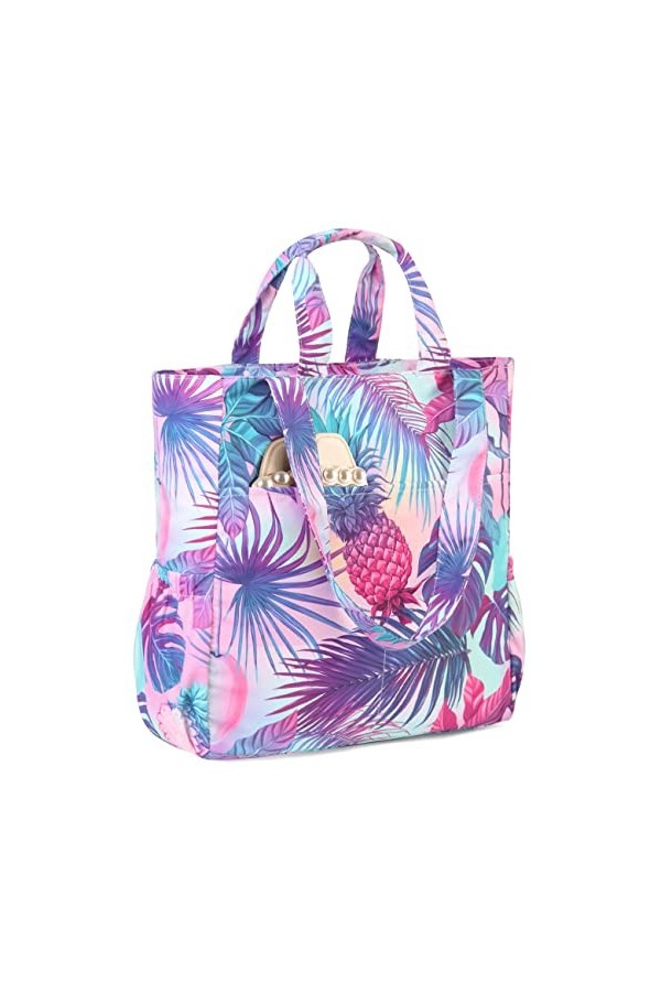 VASCHY Sac de Plage, Sac de Plage Femme Résistant à lEau Sac Toile Léger à Motif Cabas de Voyage Sac Fourre pour Plage, Voya