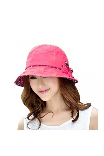 Yimidear Chapeau de Plage Chapeau Fedora Chapeaux Fleurs Anti-UV Sunhat Pliable Sunhat Rouge 