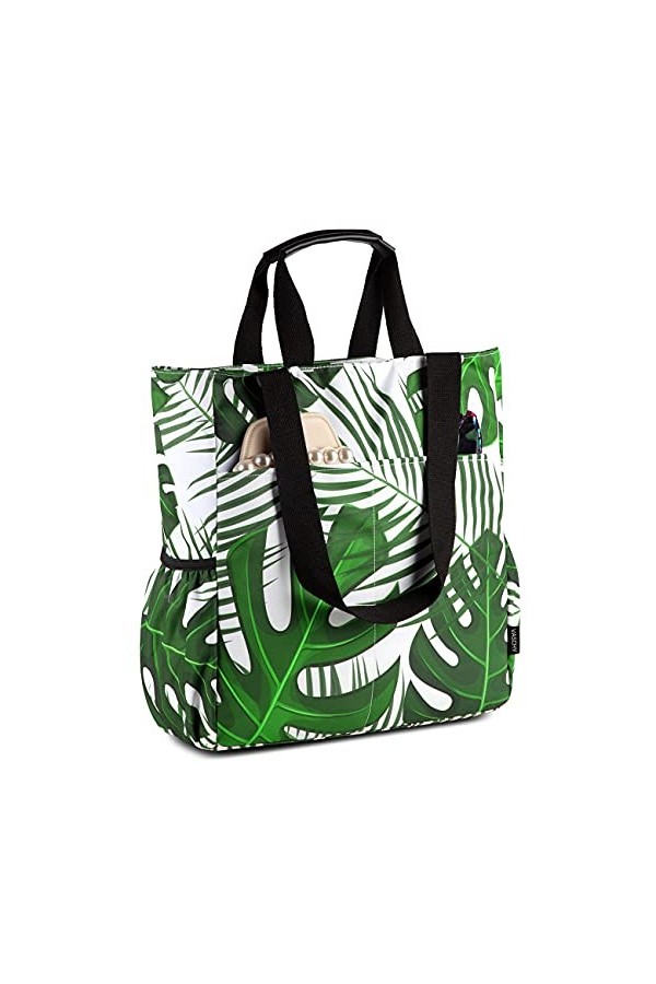 VASCHY Sac de Plage, Sac de Plage Femme Résistant à lEau Sac Toile Léger à Motif Cabas de Voyage Sac Fourre pour Plage, Voya