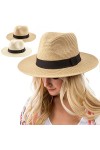 Fedora Lot de 3 chapeaux de paille Panama pour femme et homme, Lot de 2 beige, blanc laiteux , 7-7 1/4