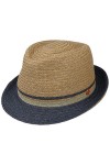 Mayser Chapeau en Paille Jerome Trilby Femme/Homme - Made in The EU dété de Soleil Plage Printemps-été - 58 cm Nature-Bleu