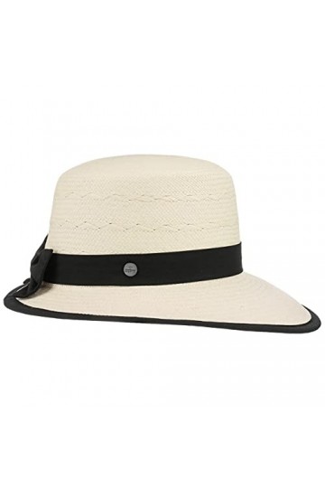 Lierys Chapeau Vina en Paille Panama Femme - Made in Ecuador de Soleil dété Casquette pour avec Ruban Gros Grain, Passepoil 