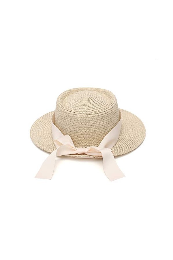 EOZY Chapeau Gondolier Femme Chapeau Panama Large Bord Chapeau de Soleil Anti UV Chapeau de Canotier pour Printemps Été avec 