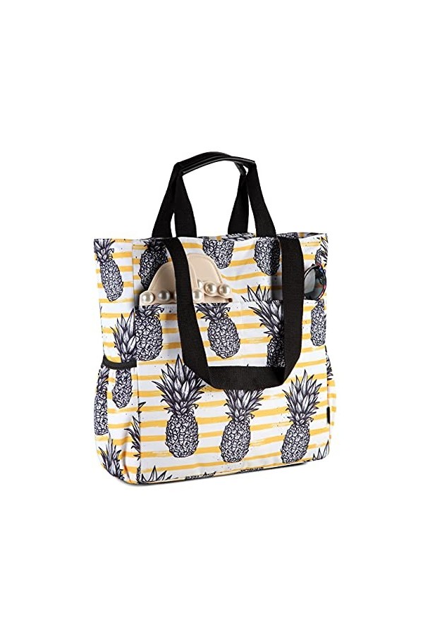 VASCHY Sac de Plage, Sac de Plage Femme Résistant à lEau Sac Toile Léger à Motif Cabas de Voyage Sac Fourre pour Plage, Voya