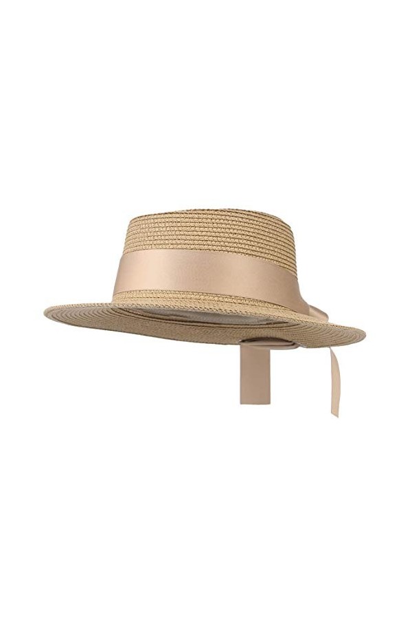 EOZY Chapeau Gondolier Femme Chapeau Panama Large Bord Chapeau de Soleil Anti UV Chapeau de Canotier pour Printemps Été avec 