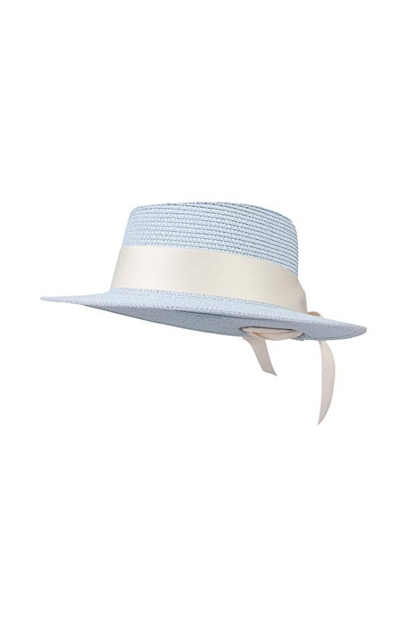 EOZY Chapeau Gondolier Femme Chapeau Panama Large Bord Chapeau de Soleil Anti UV Chapeau de Canotier pour Printemps Été avec 