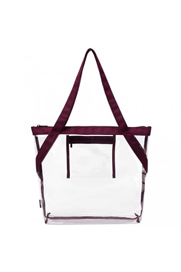 Sac Transparent, VASCHY Sac Plastique Transparent Grand Sac Fourre-Tout Femme Sac à Bandoulière Mode Sac à Main Sac Cabas pou