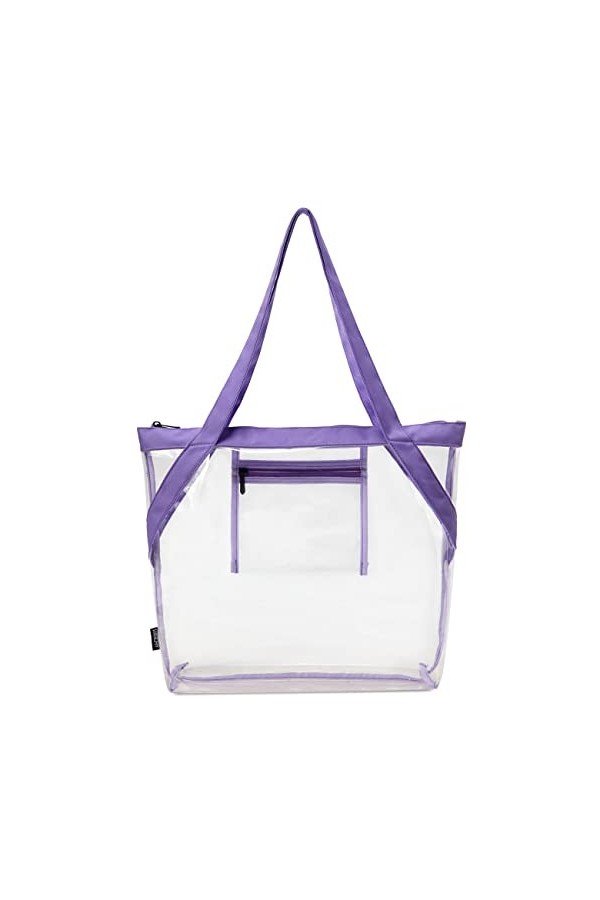 Sac Transparent, VASCHY Sac Plastique Transparent Grand Sac Fourre-Tout Femme Sac à Bandoulière Mode Sac à Main Sac Cabas pou