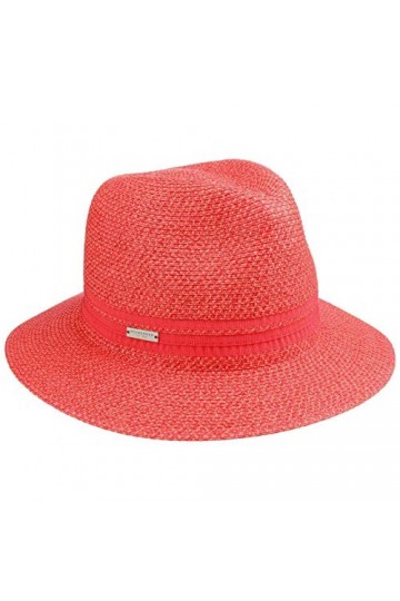 Seeberger Chapeau en Paille Salisa Traveller Chapeau DEte Chapeau de Soleil Taille Unique - Corail 