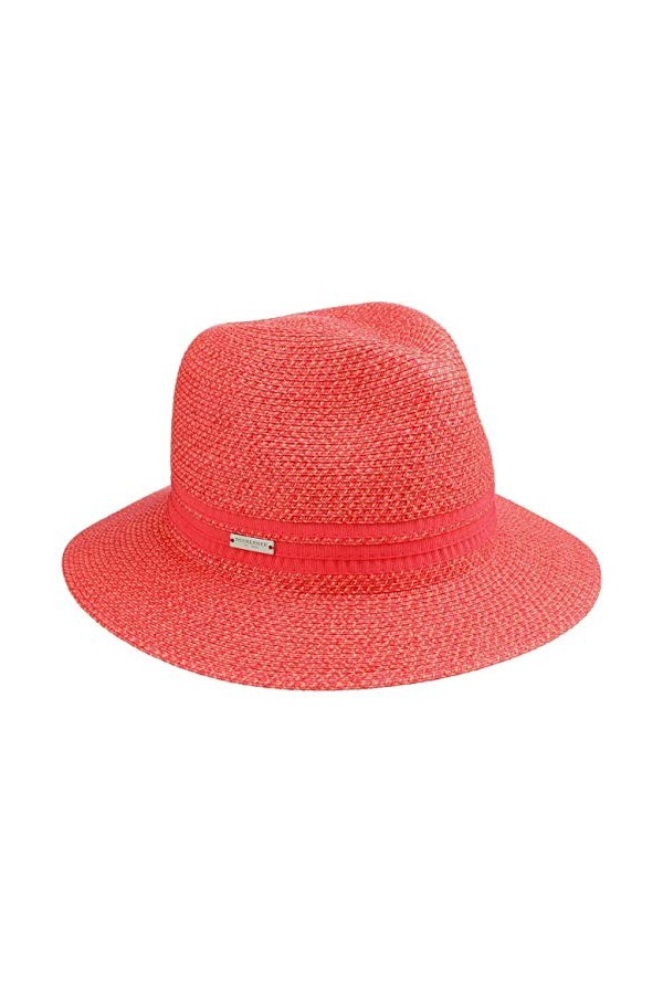 Seeberger Chapeau en Paille Salisa Traveller Chapeau DEte Chapeau de Soleil Taille Unique - Corail