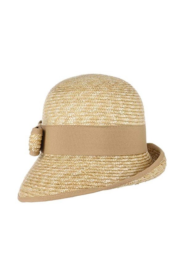 Lierys Chapeau Cloche en Paille Jelea Femme - Made in Italy dété avec Ruban Gros Grain Printemps-été - Taille Unique Nature