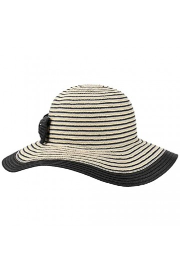 Lipodo Capeline Amina Stripes Femme - Chapeau dété de Plage Soleil Printemps-été - Taille Unique Noir