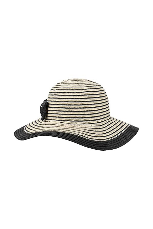 Lipodo Capeline Amina Stripes Femme - Chapeau dété de Plage Soleil Printemps-été - Taille Unique Noir