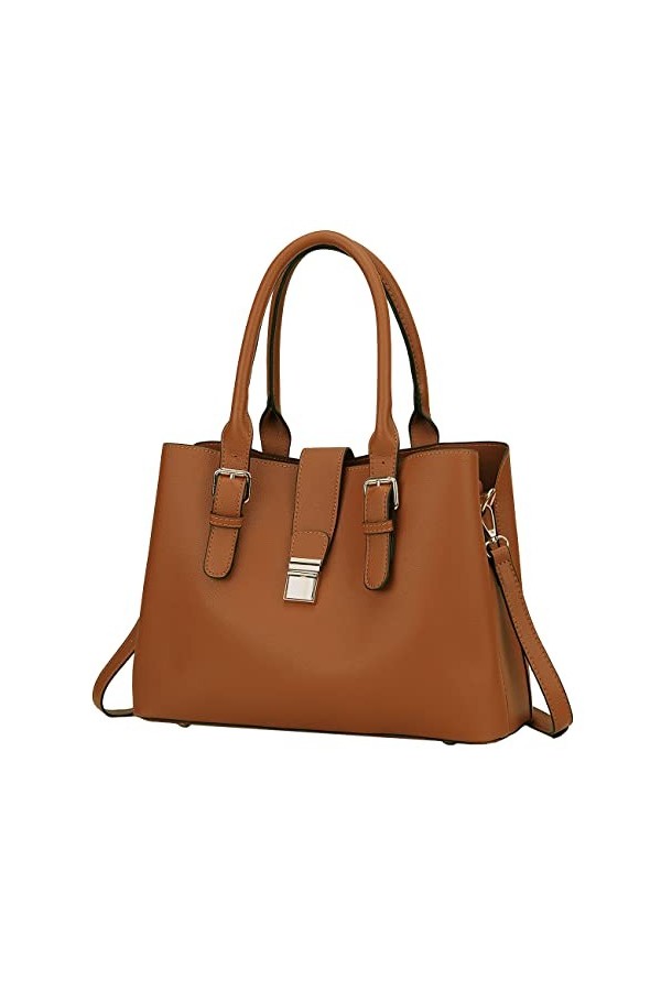 VASCHY Sac a Main Femme, Sac Bandoulière Femme Sac Cabas en Cuir Pu Mode Souple à Trois Compartiments avec Bandoulière Amovib