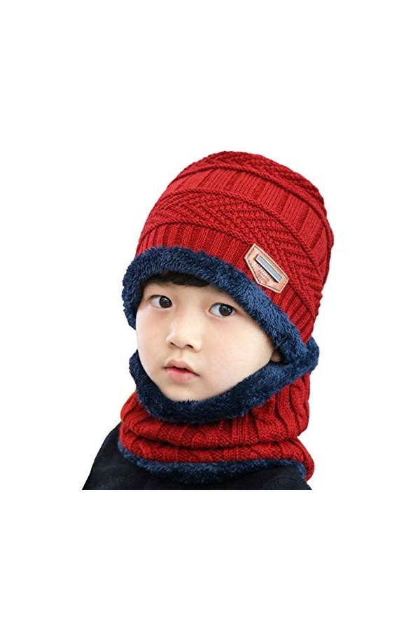 Jueshanzj Bonnet Tricoté Protection en Laine pour Hommes Noir Enfants Taille Unique