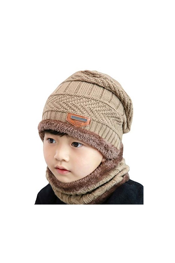 Jueshanzj Bonnet Tricoté Protection en Laine pour Hommes Noir Enfants Taille Unique