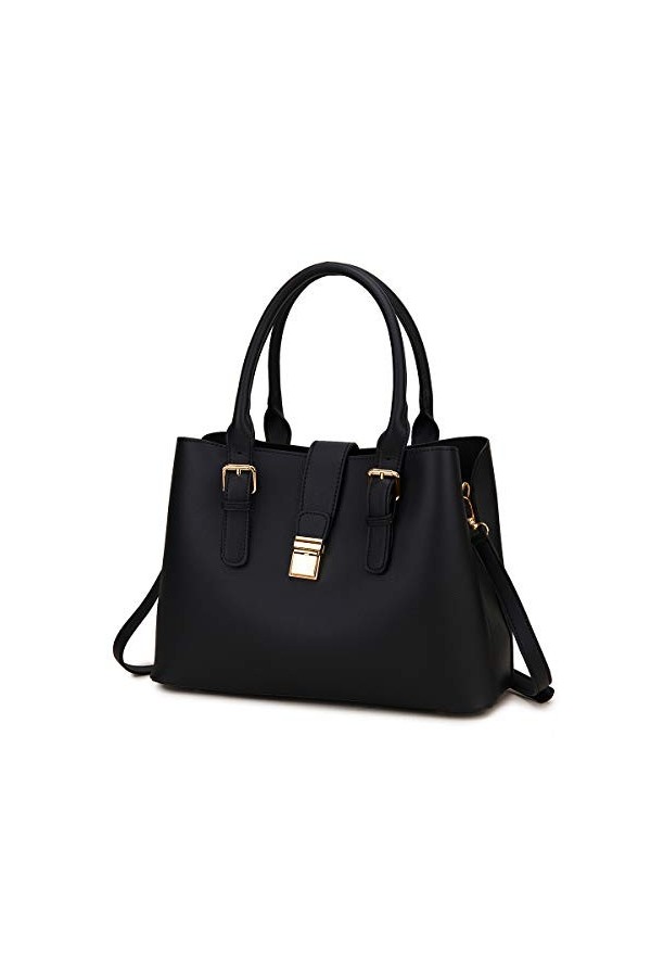 VASCHY Sac a Main Femme, Sac Bandoulière Femme Sac Cabas en Cuir Pu Mode Souple à Trois Compartiments avec Bandoulière Amovib