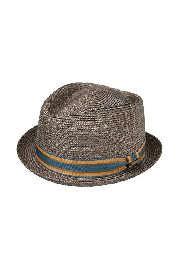 STETSON Chapeau en Paille Wheaty Pork Pie Femme/Homme - de Soleil dété avec Doublure, Ruban Gros Grain Printemps-été - L 58