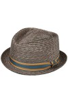 STETSON Chapeau en Paille Wheaty Pork Pie Femme/Homme - de Soleil dété avec Doublure, Ruban Gros Grain Printemps-été - L 58
