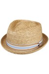 STETSON Chapeau en Paille Wheaty Pork Pie Femme/Homme - de Soleil dété avec Doublure, Ruban Gros Grain Printemps-été - L 58