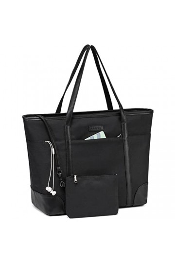 VASCHY Sac à main pour ordinateur portable pour femme, grand sac de transport de 15,6 pouces, sac à main pour ordinateur port