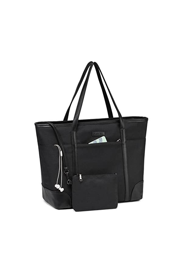 VASCHY Sac à main pour ordinateur portable pour femme, grand sac de transport de 15,6 pouces, sac à main pour ordinateur port