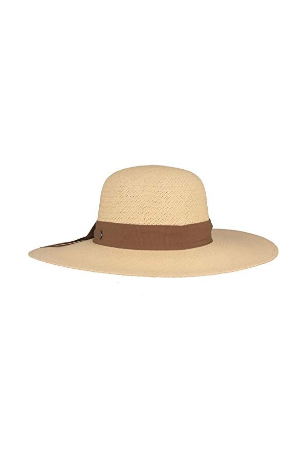 Breiter Original Panama Chapeau de paille pour femme en Équateur, cloche avec nœud tressé à la main en Équateur, Blanc 2., 56