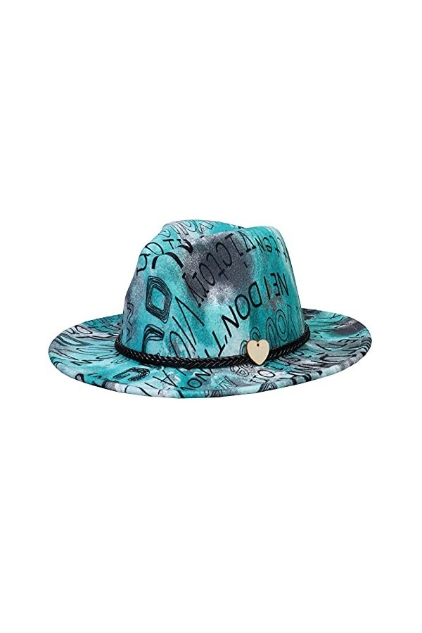 Jixin4you Chapeau Femme Homme Fedora Panama en Laine Large Bord Décor Cuir Ruban Cœur Voyage Mariage Plage C:Léopard Marron