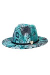 Jixin4you Chapeau Femme Homme Fedora Panama en Laine Large Bord Décor Cuir Ruban Cœur Voyage Mariage Plage C:Léopard Marron