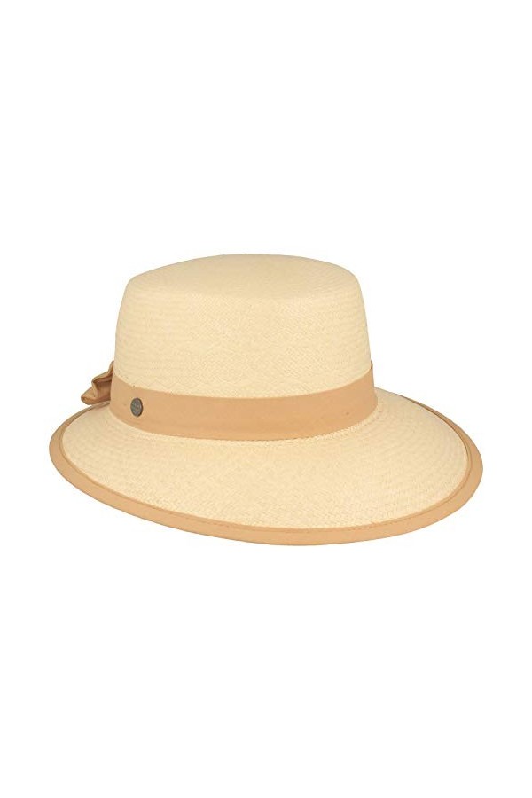 Breiter Chapeau de Paille Panama Original pour Femme 100% Paille dEquateur Chapeau dété Protection UV 50+ Bord Asymétrique 