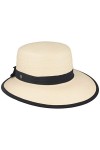 Breiter Chapeau de Paille Panama Original pour Femme 100% Paille dEquateur Chapeau dété Protection UV 50+ Bord Asymétrique 
