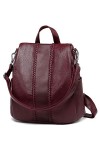 VASCHY Sac à Dos Femme, Mode Sac Antivol Porté Dos Imperméable Main Faux Cuir élégant Cartable Fille Léger pour College Trava