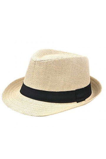 Demarkt Paille Panama Capeline Chapeau Anti UV pour été Plage Loisirs Voyage Chapeau Dété Beige 1PC