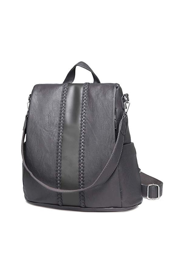VASCHY Sac à Dos Femme, Mode Sac Antivol Porté Dos Imperméable Main Faux Cuir élégant Cartable Fille Léger pour College Trava