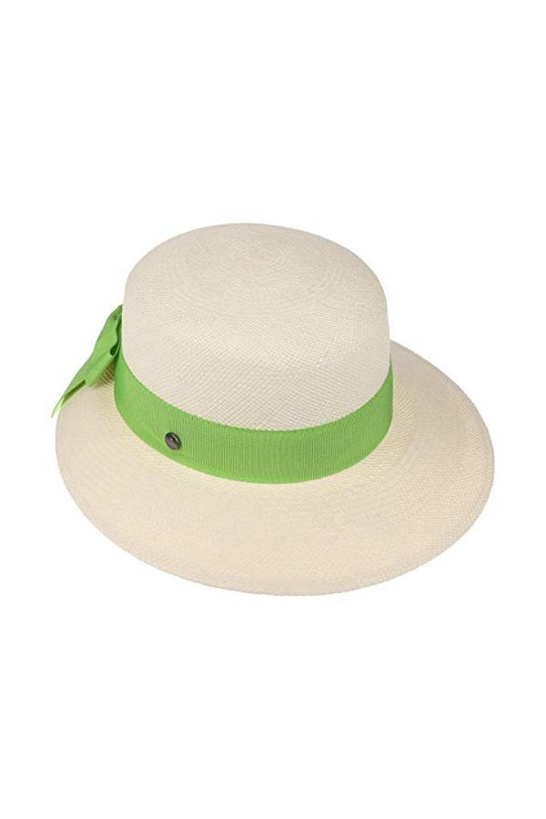 Lierys Chapeau Panama pour Femme Brisa - Made in Italy en Paille de Plage avec visière, Ruban Gros Grain, Grain Printemps-été
