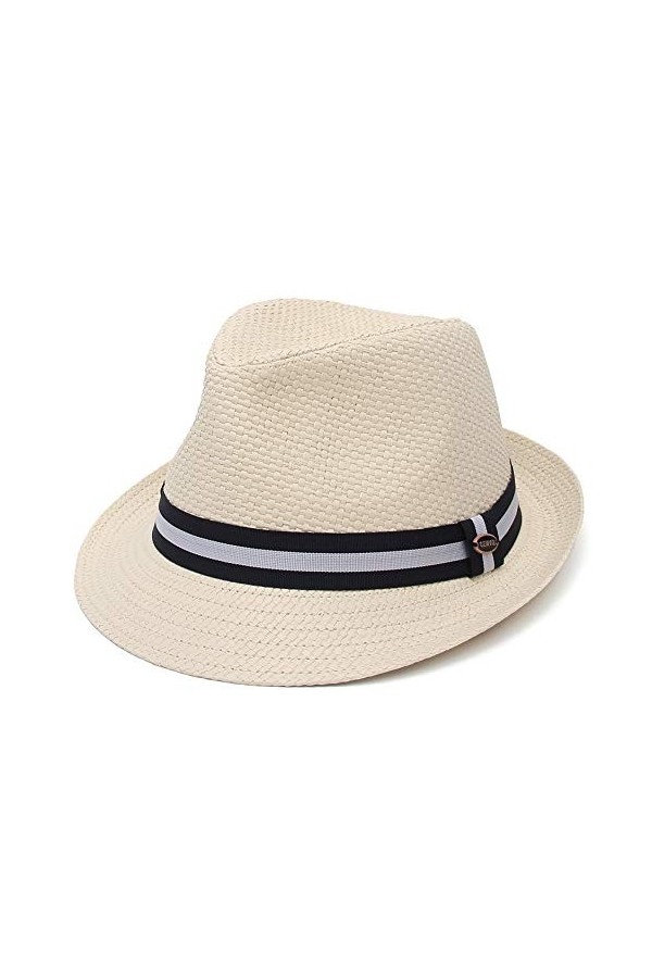 EOZY Chapeau Panama Homme/Femme Chapeau Paille Solaire Anti-UV Vintage Voyage Été Chapeau de Jazz Léger Décoré Ruban Rayure 5
