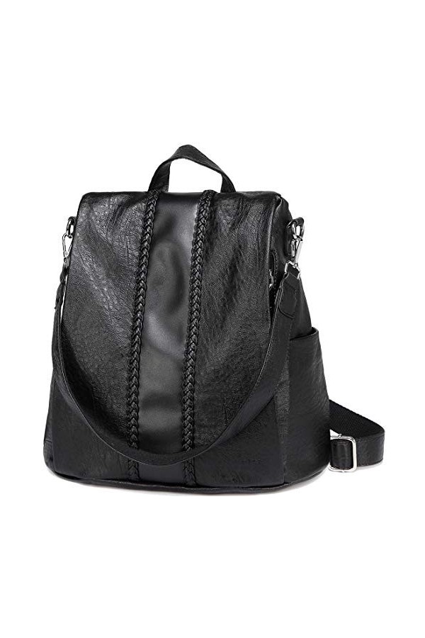 VASCHY Sac à Dos Femme, Mode Sac Antivol Porté Dos Imperméable Main Faux Cuir élégant Cartable Fille Léger pour College Trava