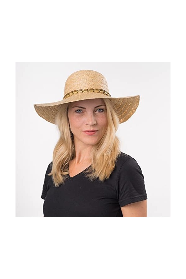 Lipodo Capeline en Paille de Raphia Maypearl Femme - Made in Italy Chapeau pour dété Printemps-été - Taille Unique Nature