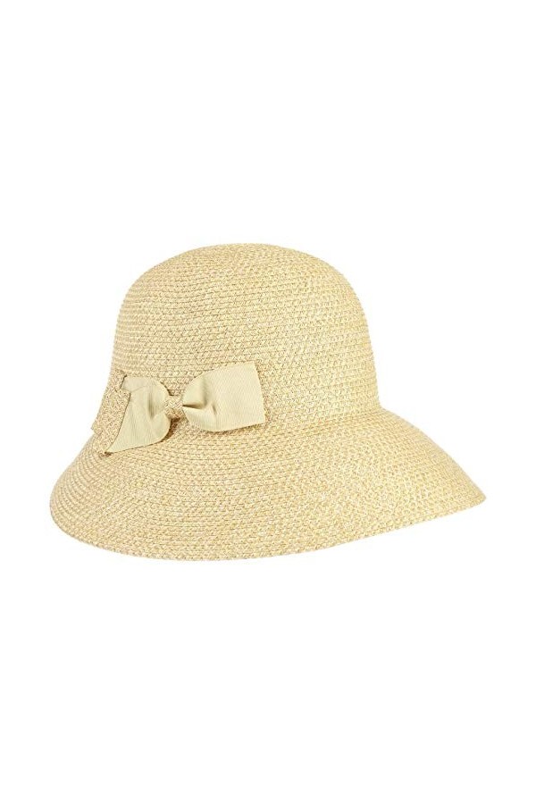 Seeberger Chapeau Majena avec Noeud Capeline Chapeau pour Femme Taille Unique - Nature 