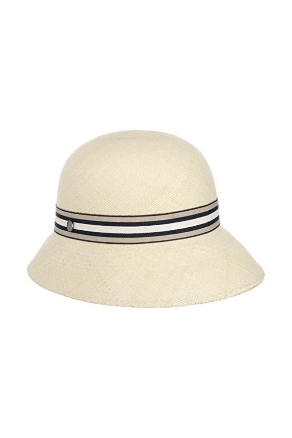 Lierys Chapeau Panama Sportive Blue Femme - Made in Ecuador dété en Paille de Soleil avec Ruban Gros Grain Printemps-été - S