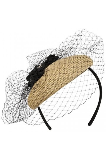 McBURN Serre-Tête Ravelia Femme - Bijou pour la tête Chapeau de fête Printemps-été - Taille Unique Nature-Noir