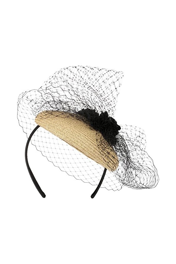 McBURN Serre-Tête Ravelia Femme - Bijou pour la tête Chapeau de fête Printemps-été - Taille Unique Nature-Noir