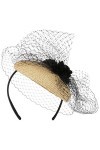 McBURN Serre-Tête Ravelia Femme - Bijou pour la tête Chapeau de fête Printemps-été - Taille Unique Nature-Noir
