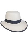 Lierys Chapeau Regency White Panama Denim Femme - Made in Ecuador en Paille de Soleil avec visière Printemps-été - M 57-58 c