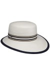Lierys Chapeau Panama Vina Sportive Blue Femme - Made in Ecuador pour en Paille Regency avec visière, Ruban Gros Grain Printe