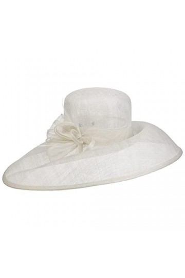 Seeberger Chapeau de Fête Sinamay Wide Brim Chapeau en Paille Taille Unique - Blanc 