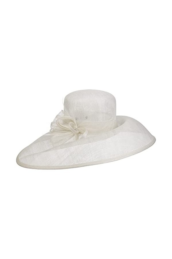 Seeberger Chapeau de Fête Sinamay Wide Brim Chapeau en Paille Taille Unique - Blanc 